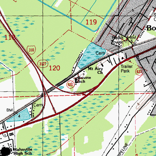 Topographic Map of Boutte School, LA