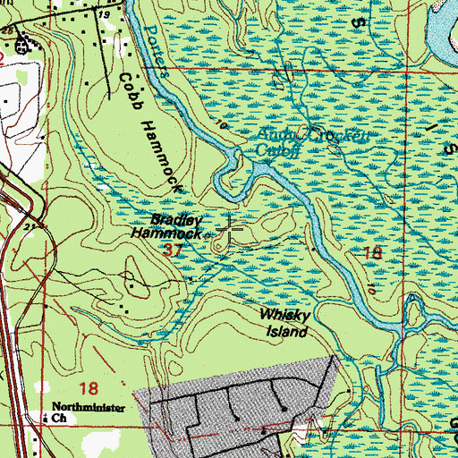 Topographic Map of Bradley Hammock, LA