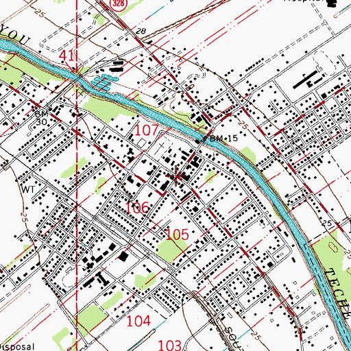 Topographic Map of Breaux Bridge, LA