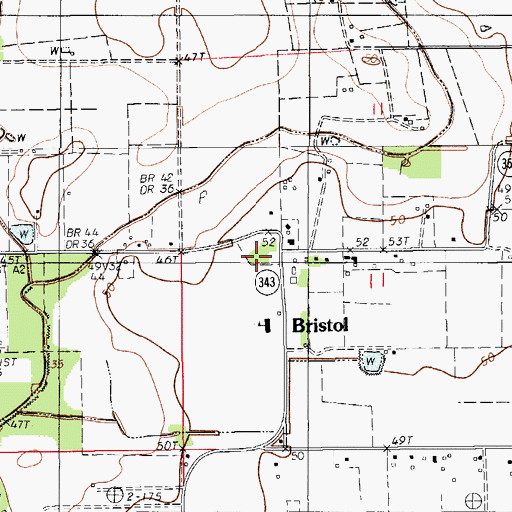 Topographic Map of Bristol, LA