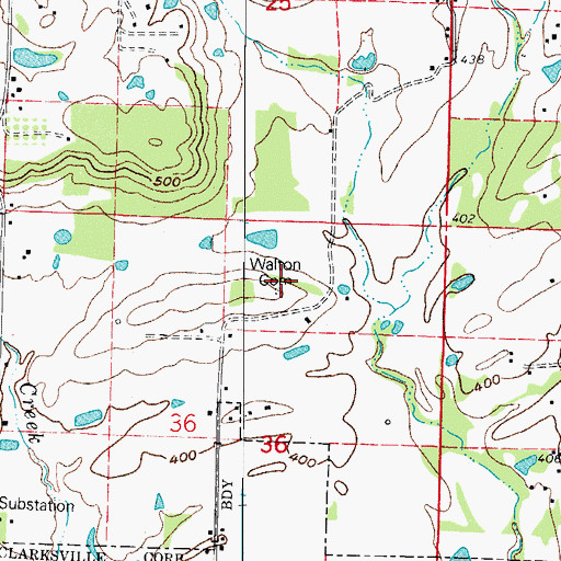 Topographic Map of Walton Cemetery, AR