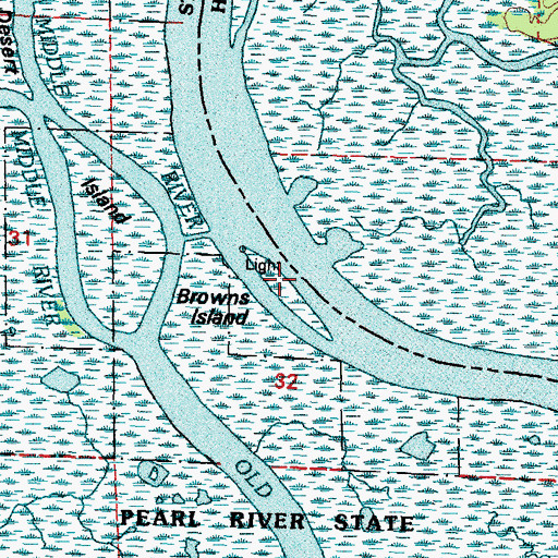 Topographic Map of Browns Island, LA