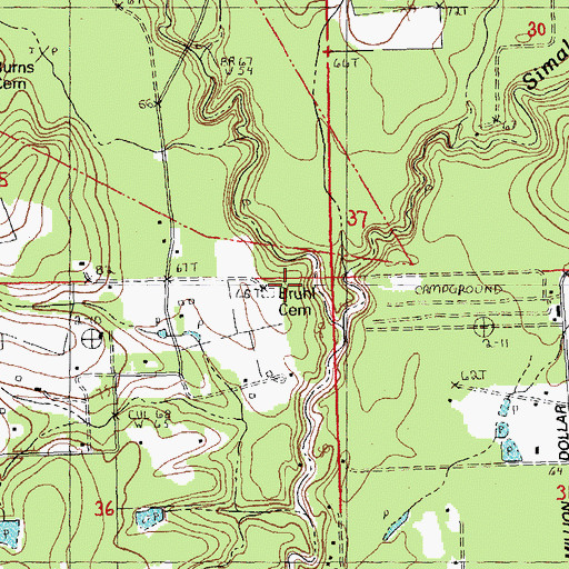 Topographic Map of Bruhl Cemetery, LA