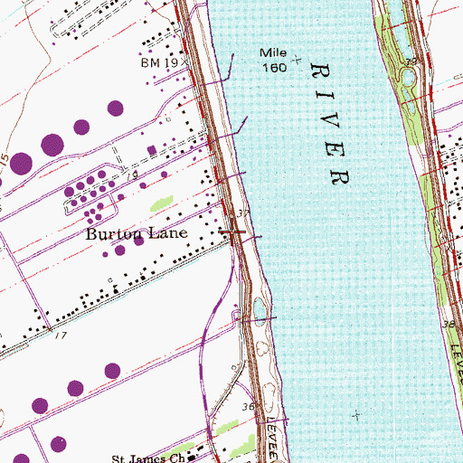 Topographic Map of Burton Lane, LA