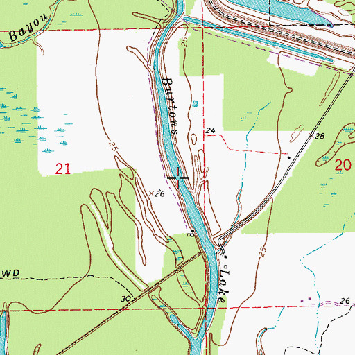 Topographic Map of Burtons Lake, LA