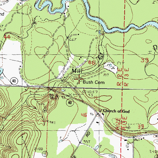 Topographic Map of Bush Cemetery, LA