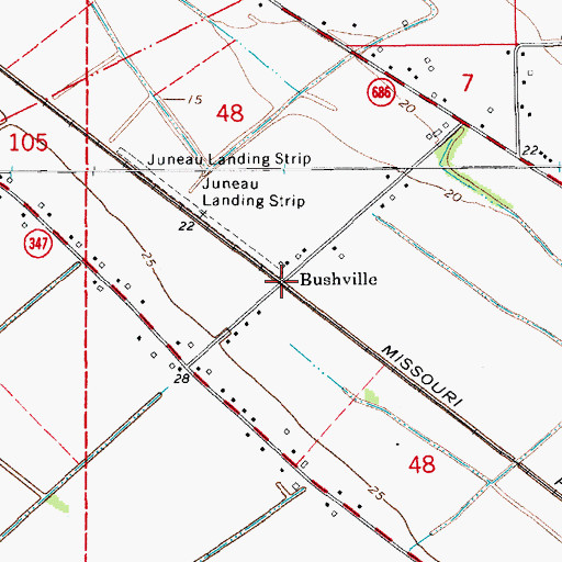 Topographic Map of Bushville, LA