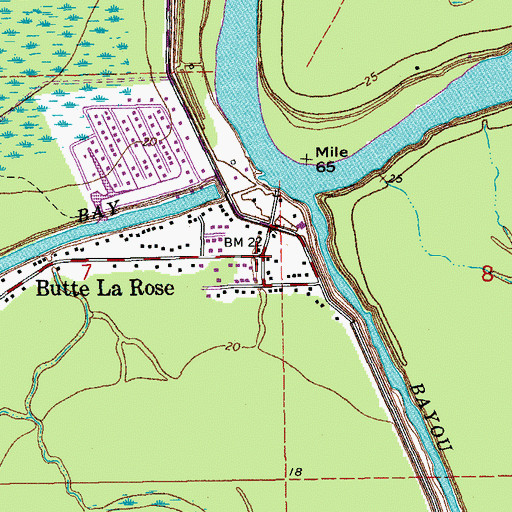 Topographic Map of Butte La Rose, LA