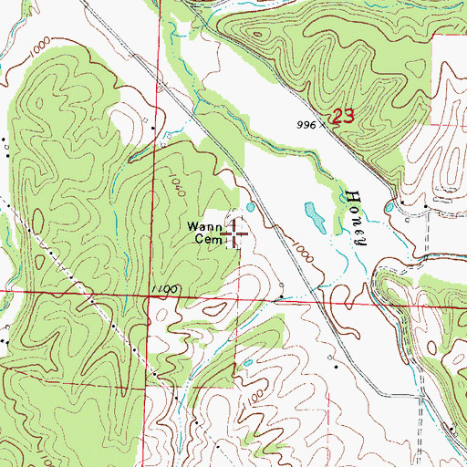 Topographic Map of Wann Cemetery, AR