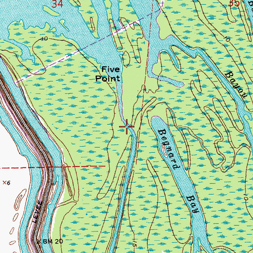 Topographic Map of Butte La Rose Bay, LA