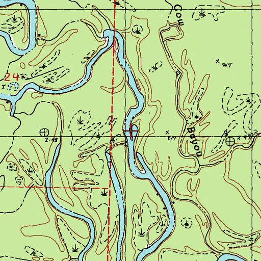 Topographic Map of Byrd Bayou, LA