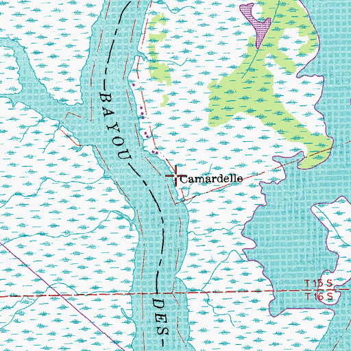 Topographic Map of Camardelle, LA