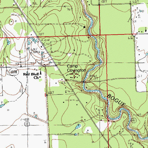 Topographic Map of Camp Covington, LA