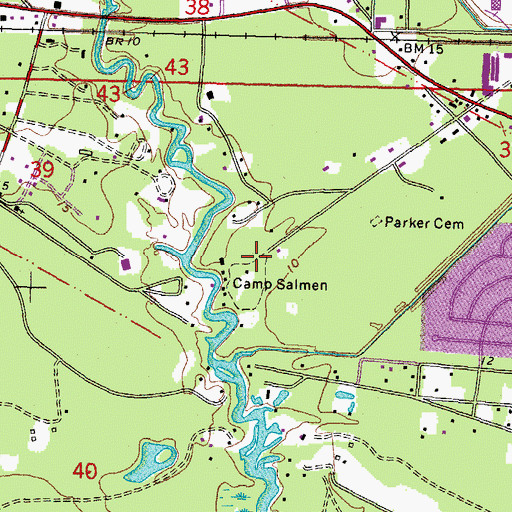 Topographic Map of Camp Salmen, LA