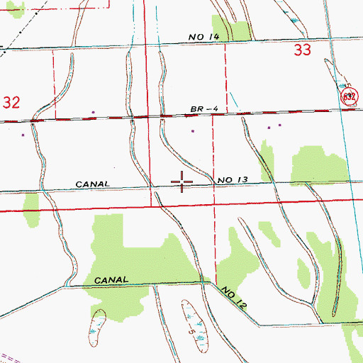 Topographic Map of Canal Number Thirteen, LA
