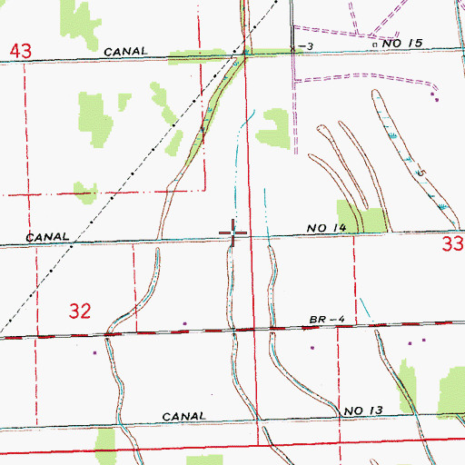 Topographic Map of Canal Number Fourteen, LA