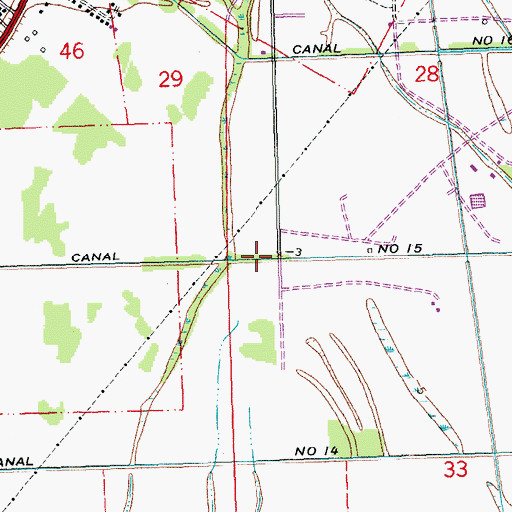 Topographic Map of Canal Number Fifteen, LA