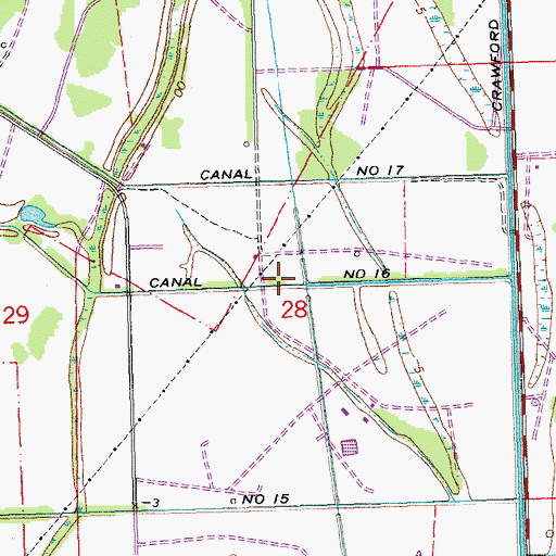 Topographic Map of Canal Number Sixteen, LA