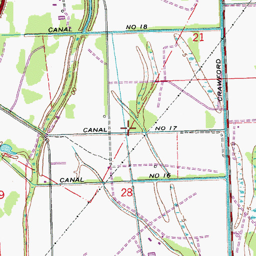 Topographic Map of Canal Number Seventeen, LA