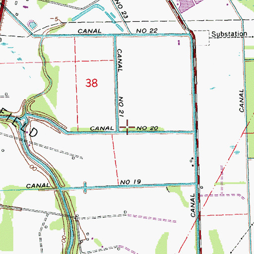 Topographic Map of Canal Number Twenty, LA