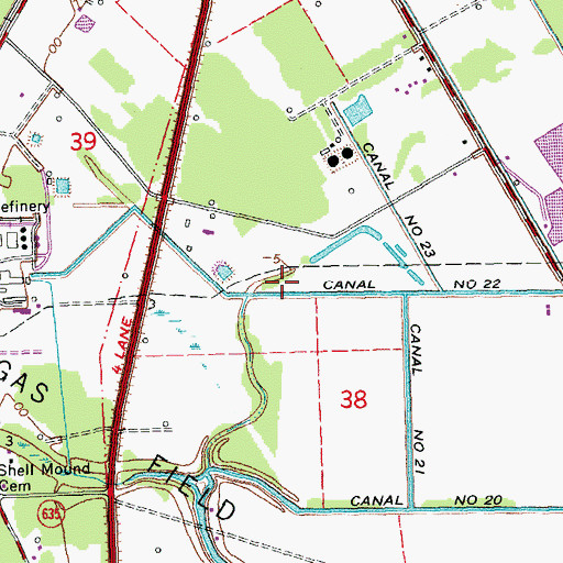 Topographic Map of Canal Number Twentytwo, LA