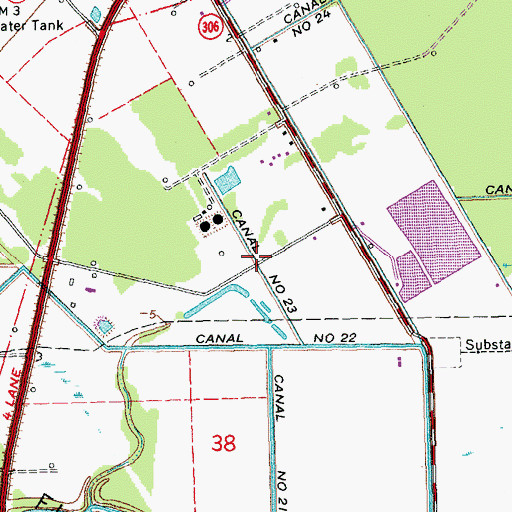 Topographic Map of Canal Number Twentythree, LA