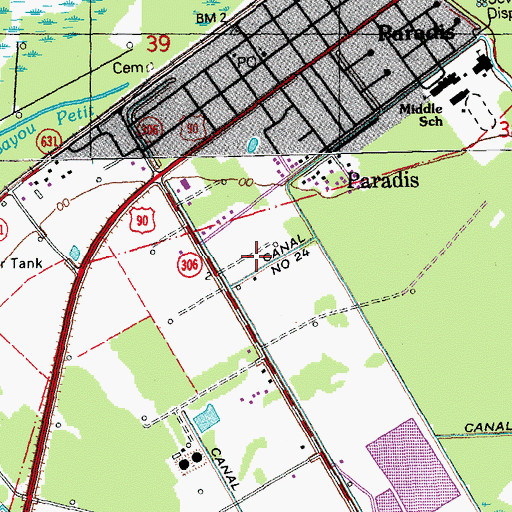 Topographic Map of Canal Number Twentyfour, LA