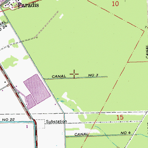 Topographic Map of Canal Number Three, LA