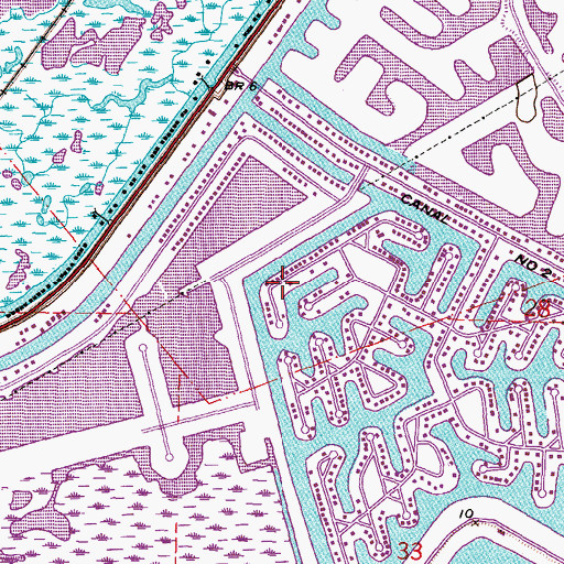 Topographic Map of Canal Number Three, LA