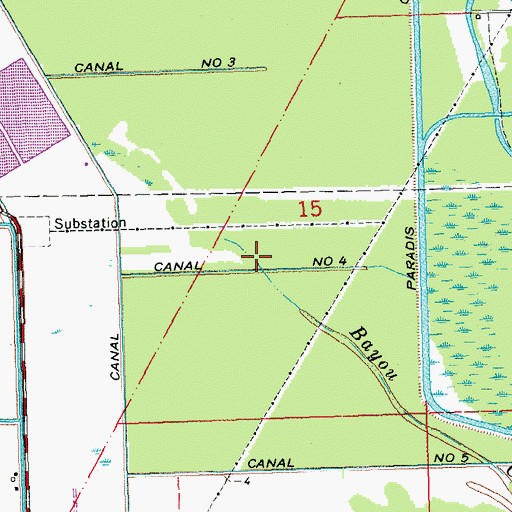 Topographic Map of Canal Number Four, LA