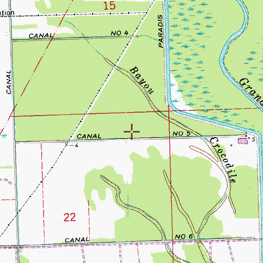 Topographic Map of Canal Number Five, LA