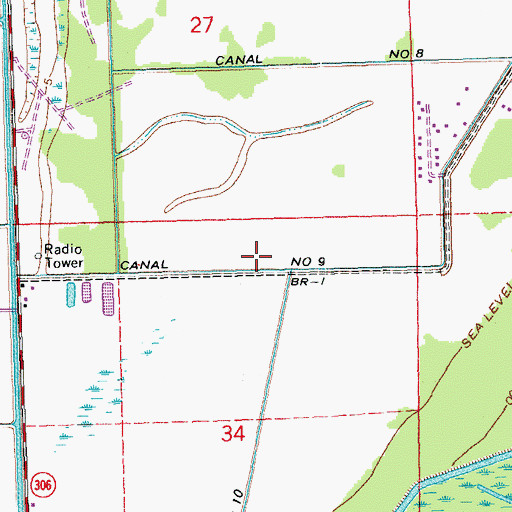 Topographic Map of Canal Number Nine, LA