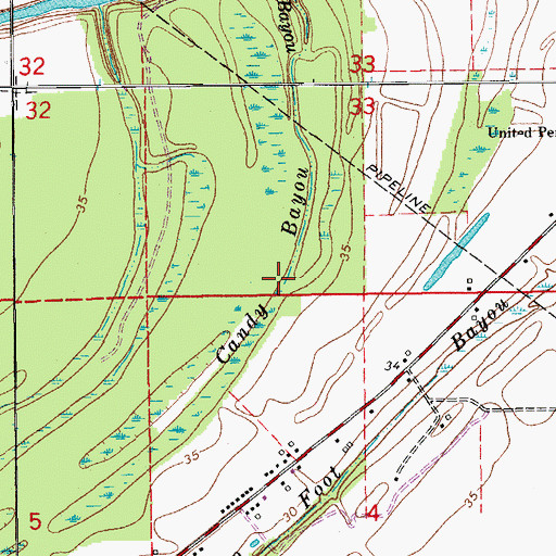 Topographic Map of Candy Bayou, LA