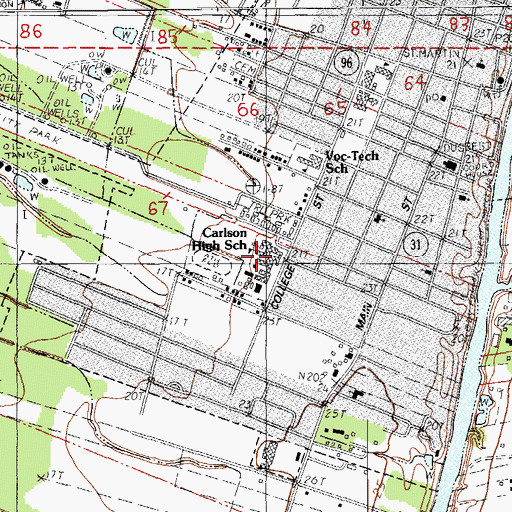 Topographic Map of Carlson High School, LA