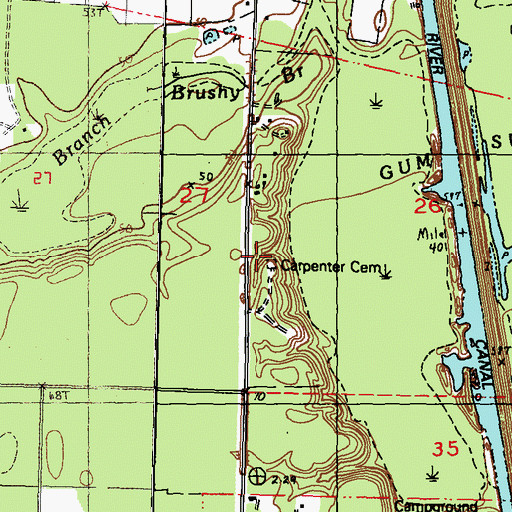 Topographic Map of Carpenter Cemetery, LA