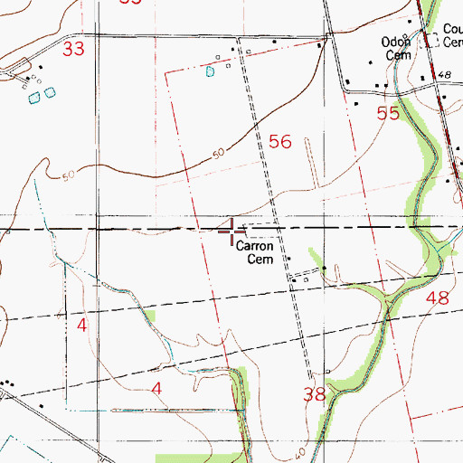 Topographic Map of Carron Cemetery, LA