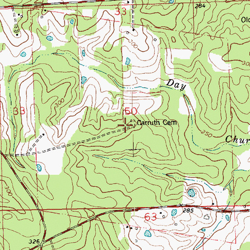 Topographic Map of Carruth Cemetery, LA