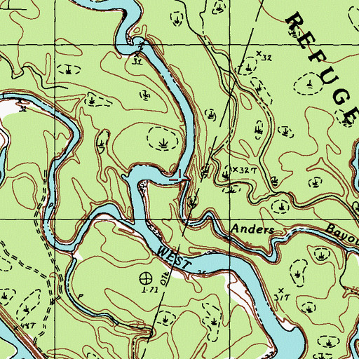 Topographic Map of Casey Bayou, LA