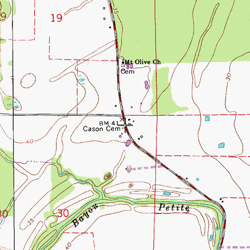 Topographic Map of Cason Cemetery, LA