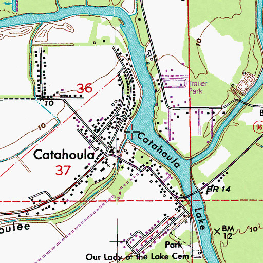 Topographic Map of Catahoula Coulee, LA