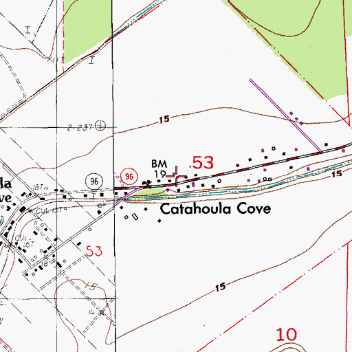 Topographic Map of Catahoula Cove, LA