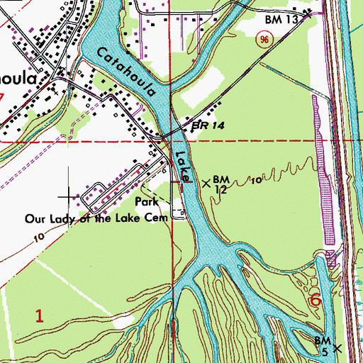 Topographic Map of Catahoula Lake, LA