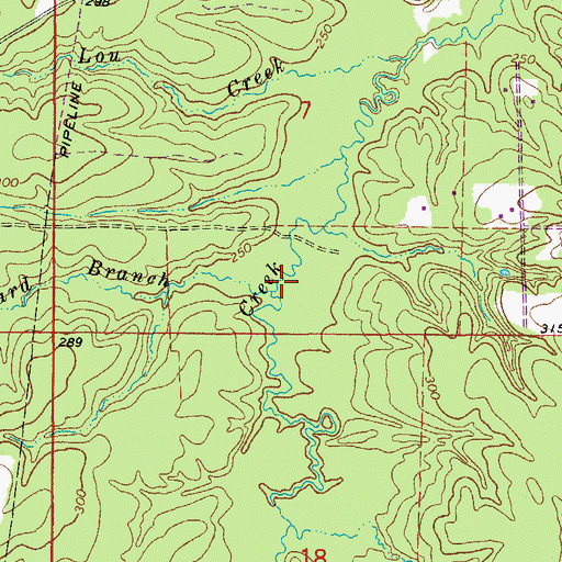Topographic Map of Ward Branch, AR