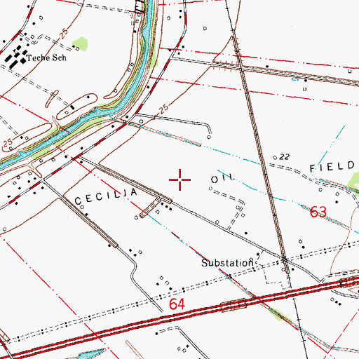 Topographic Map of Cecilia Oil Field, LA