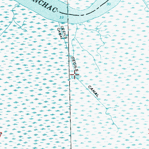 Topographic Map of Cecils Canal, LA