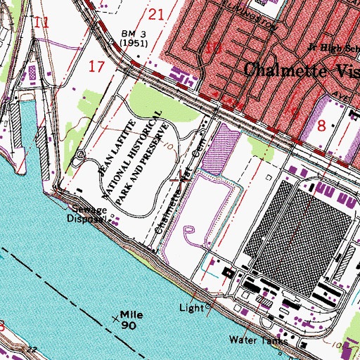 Topographic Map of Chalmette National Cemetery, LA