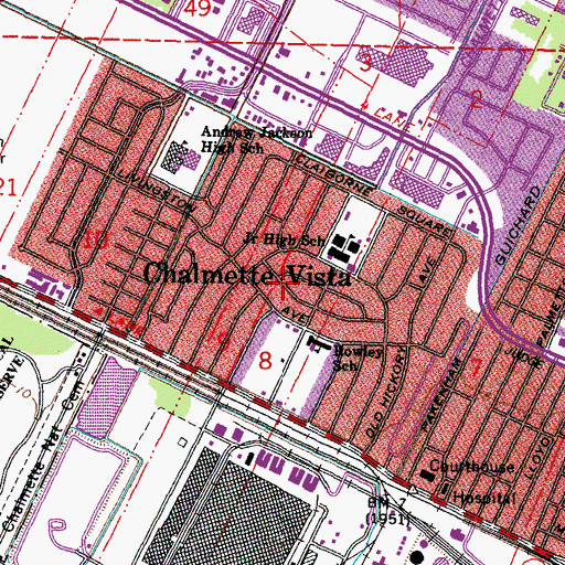 Topographic Map of Chalmette Vista, LA