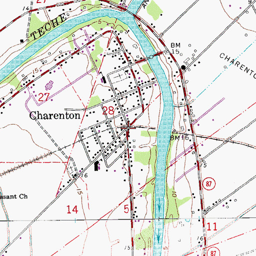 Topographic Map of Charenton, LA