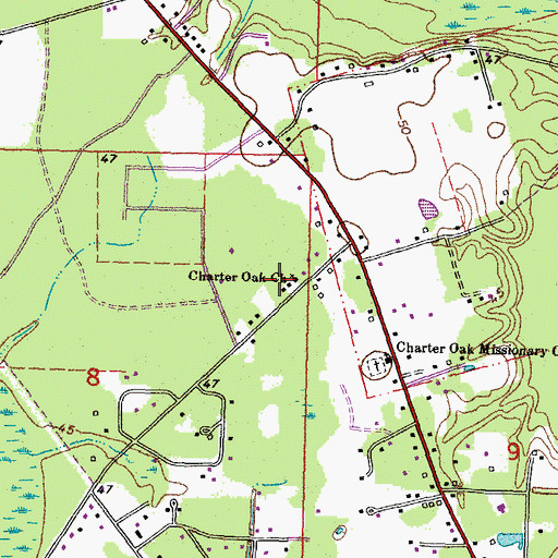 Topographic Map of Charter Oak Church, LA
