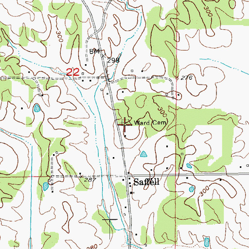 Topographic Map of Ward Cemetery, AR